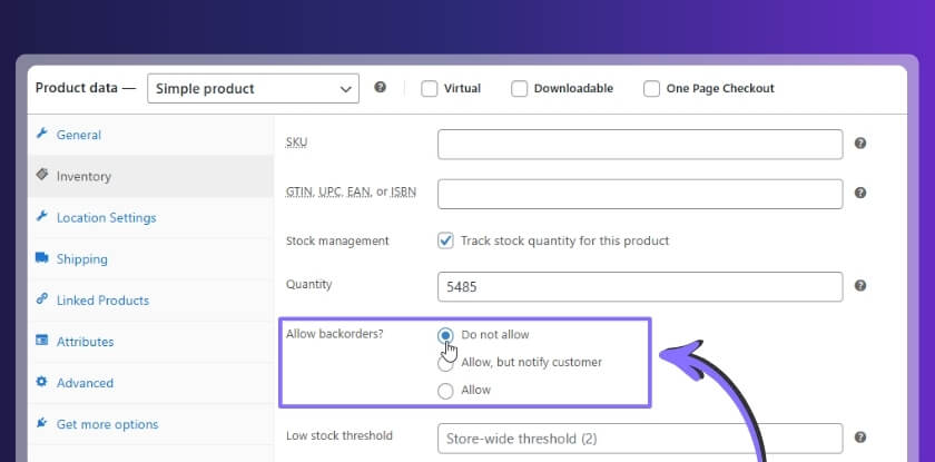Review Backorder and Inventory Settings